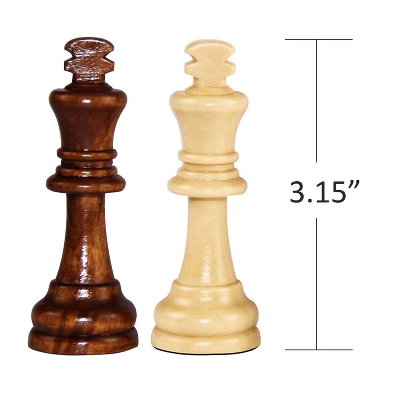 ASNEY Wooden Chess Pieces, Tournament Staunton Wood Chessmen Pieces Only, 3.15â€ King Figures Chess Game Pawns Figurine Pieces, Includes Storage Bag - Image 4